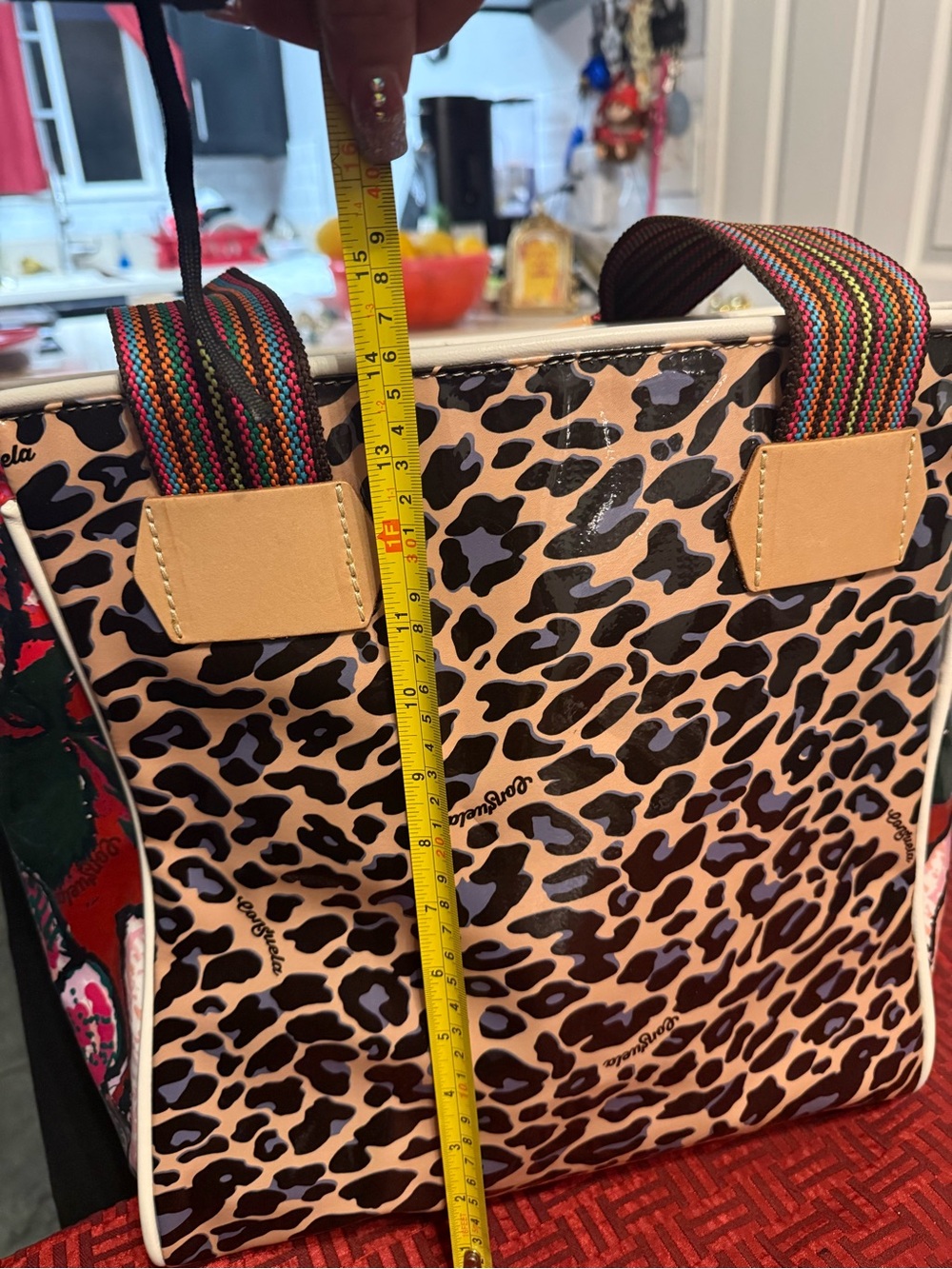 Consuela Leopard Print Tote with Multicolor Straps *Brand New* 14” and 14 1/2W - Picture 15 of 16